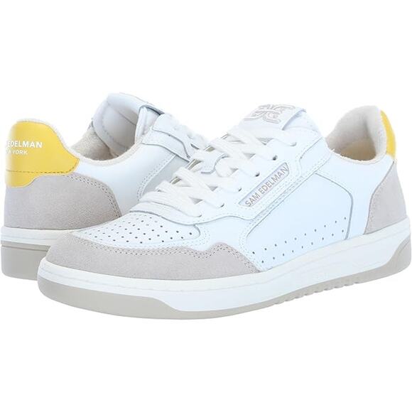 Sam Edelman Womens 10M White Yellow Harper Low Top Sneaker Skater Classic LB8-15 - Picture 1 of 8